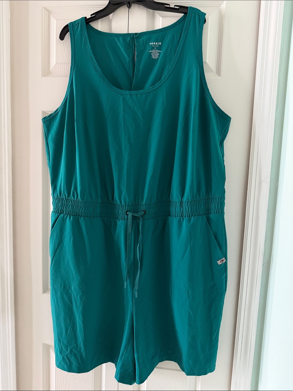 torrid teal sleeveless drawstring romper size 3X